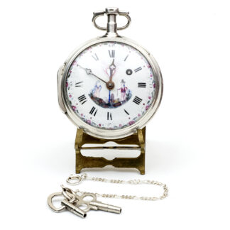 Reloj francés de Bolsillo para caballero, lepine, Verge Fusee. Plata. Ca. 1820.