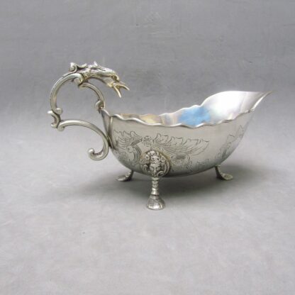 Sterling silver sauce boat. Spain, 20th century