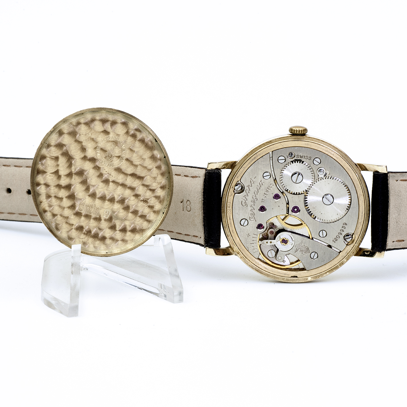 GIRARD PERREGAUX. Guilloché. Reloj de pulsera de caballero. Oro 14k. Suiza, ca. 1960 GIRARD PERREGAUX. Guilloché. Reloj de pulsera de caballero. Oro 14k. Suiza, ca. 1960