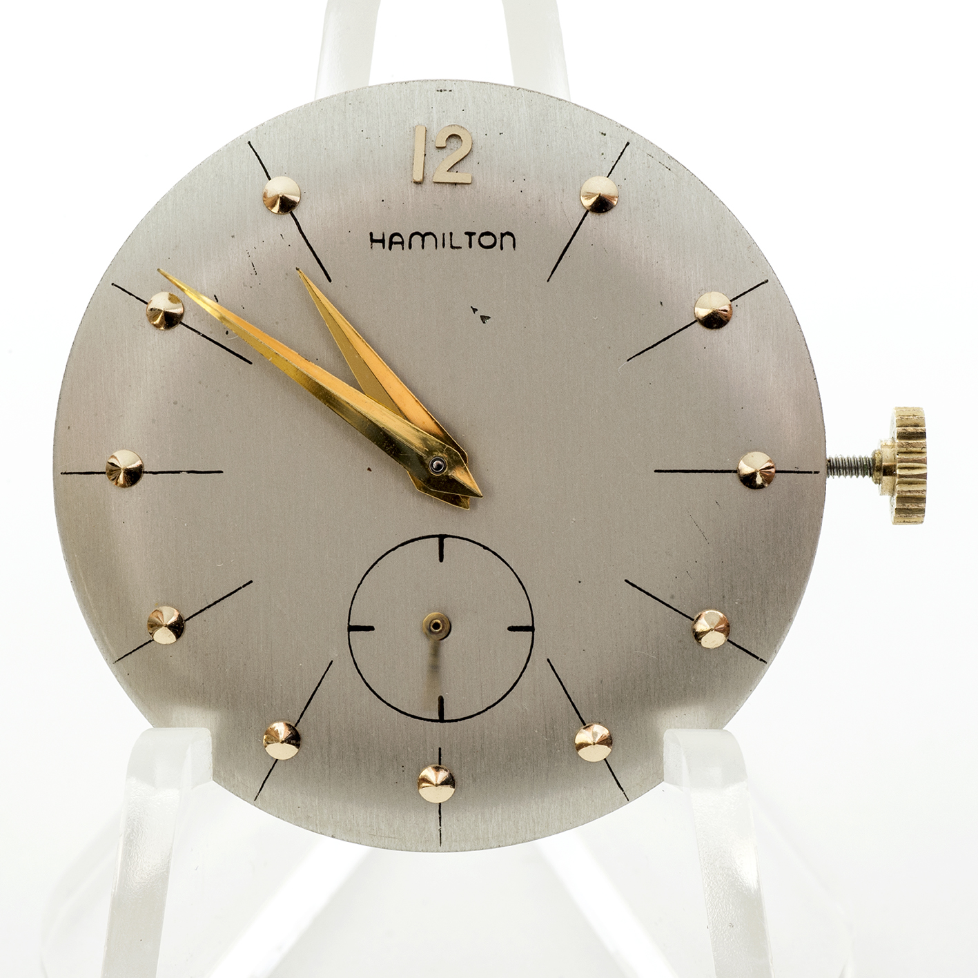 HAMILTON BRADFORD. Reloj de pulsera para caballero. Caja Oro 14k. Pulsera Acero chapado Oro 10k.U.S.A., 1954. HAMILTON BRADFORD. Reloj de pulsera para caballero. Caja Oro 14k. Pulsera Acero chapado Oro 10k.U.S.A., 1954.