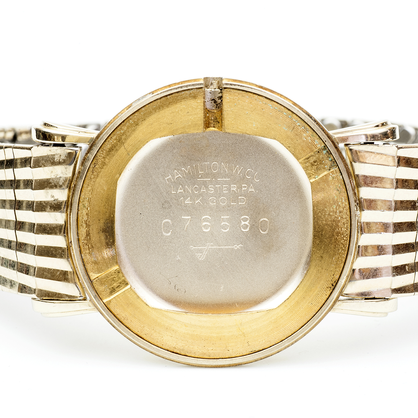 HAMILTON BRADFORD. Reloj de pulsera para caballero. Caja Oro 14k. Pulsera Acero chapado Oro 10k.U.S.A., 1954. HAMILTON BRADFORD. Reloj de pulsera para caballero. Caja Oro 14k. Pulsera Acero chapado Oro 10k.U.S.A., 1954.