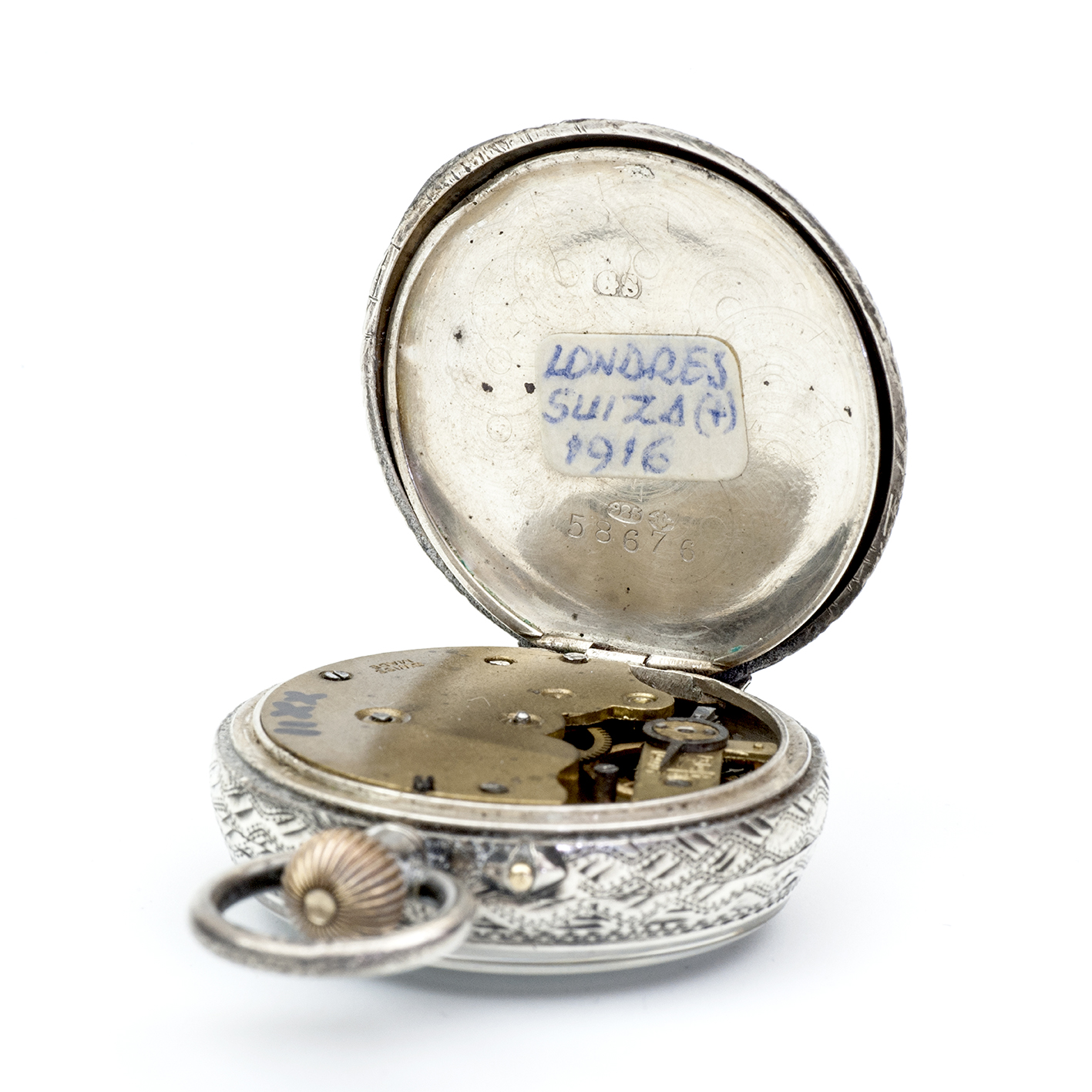 GEORGE STOCKWELL. Reloj de colgar lepine y remontoir. Plata. Londres, 1916. GEORGE STOCKWELL. Reloj de colgar lepine y remontoir. Plata. Londres, 1916.