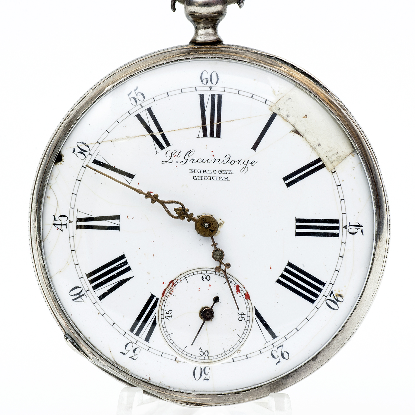 Lt. GRAINDORGE. Reloj de Bolsillo lepine. Plata. Aiguilles, Francia, ca. 1900. Lt. GRAINDORGE. Reloj de Bolsillo lepine. Plata. Aiguilles, Francia, ca. 1900.
