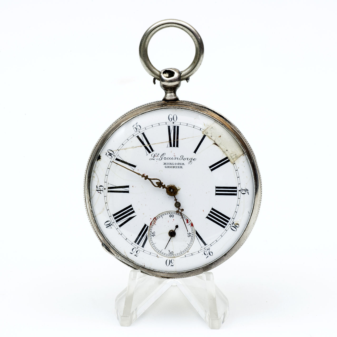 Lt. GRAINDORGE. Reloj de Bolsillo lepine. Plata. Aiguilles, Francia, ca. 1900. Lt. GRAINDORGE. Reloj de Bolsillo lepine. Plata. Aiguilles, Francia, ca. 1900.
