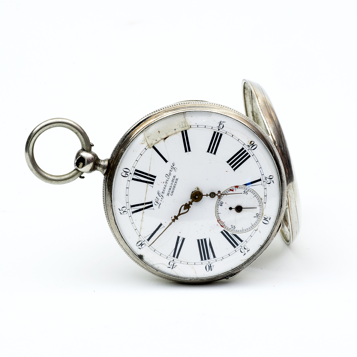 Lt. GRAINDORGE. Reloj de Bolsillo lepine. Plata. Aiguilles, Francia, ca. 1900. Lt. GRAINDORGE. Reloj de Bolsillo lepine. Plata. Aiguilles, Francia, ca. 1900.