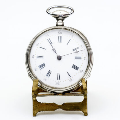 A GRUET (AG). Reloj francés de bolsillo, lepine. Plata. Suiza, ca. 1880.