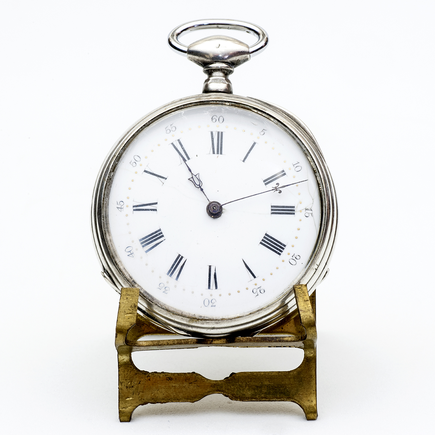 A GRUET (AG). Reloj francés de bolsillo, lepine. Plata. Suiza, ca. 1880. A GRUET (AG). Reloj francés de bolsillo, lepine. Plata. Suiza, ca. 1880.
