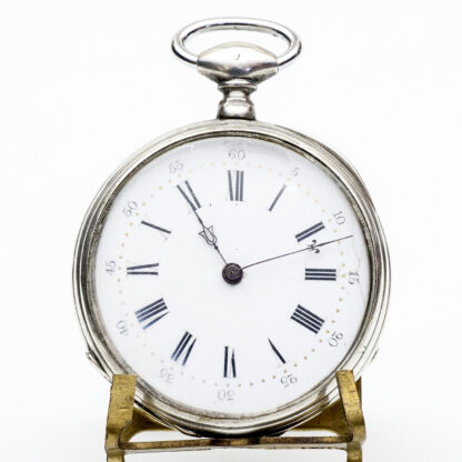 A GRUET (AG). Reloj francés de bolsillo, lepine. Plata. Suiza, ca. 1880.