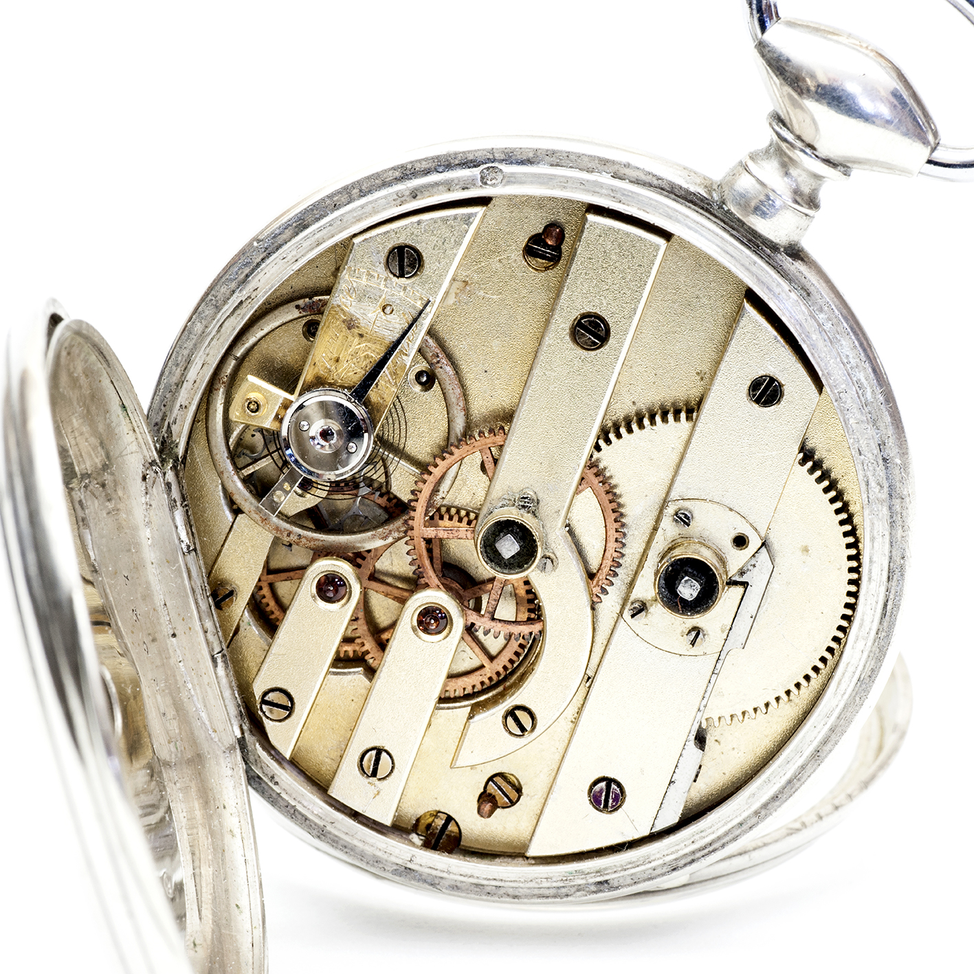 A GRUET (AG). Reloj francés de bolsillo, lepine. Plata. Suiza, ca. 1880. A GRUET (AG). Reloj francés de bolsillo, lepine. Plata. Suiza, ca. 1880.