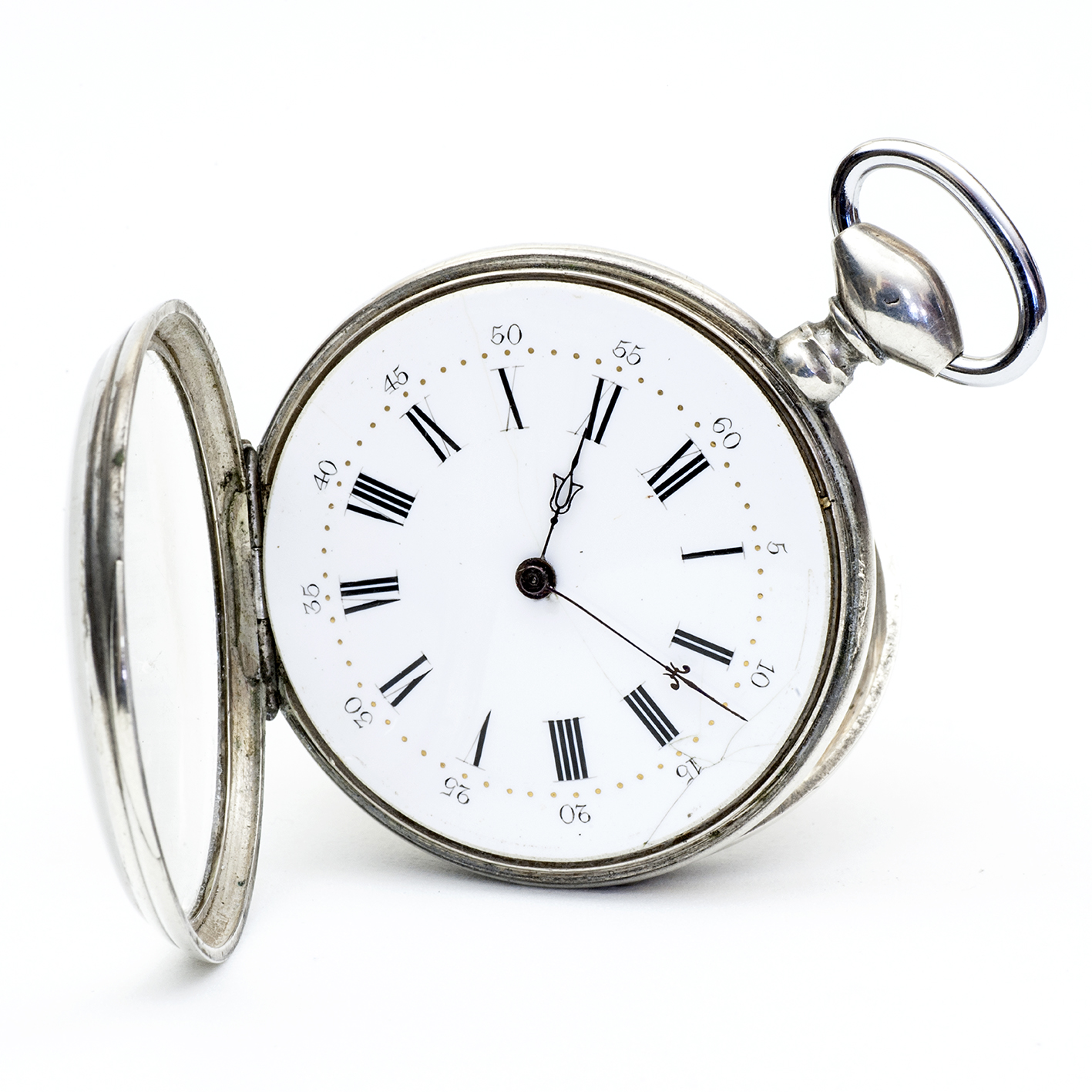 A GRUET (AG). Reloj francés de bolsillo, lepine. Plata. Suiza, ca. 1880. A GRUET (AG). Reloj francés de bolsillo, lepine. Plata. Suiza, ca. 1880.