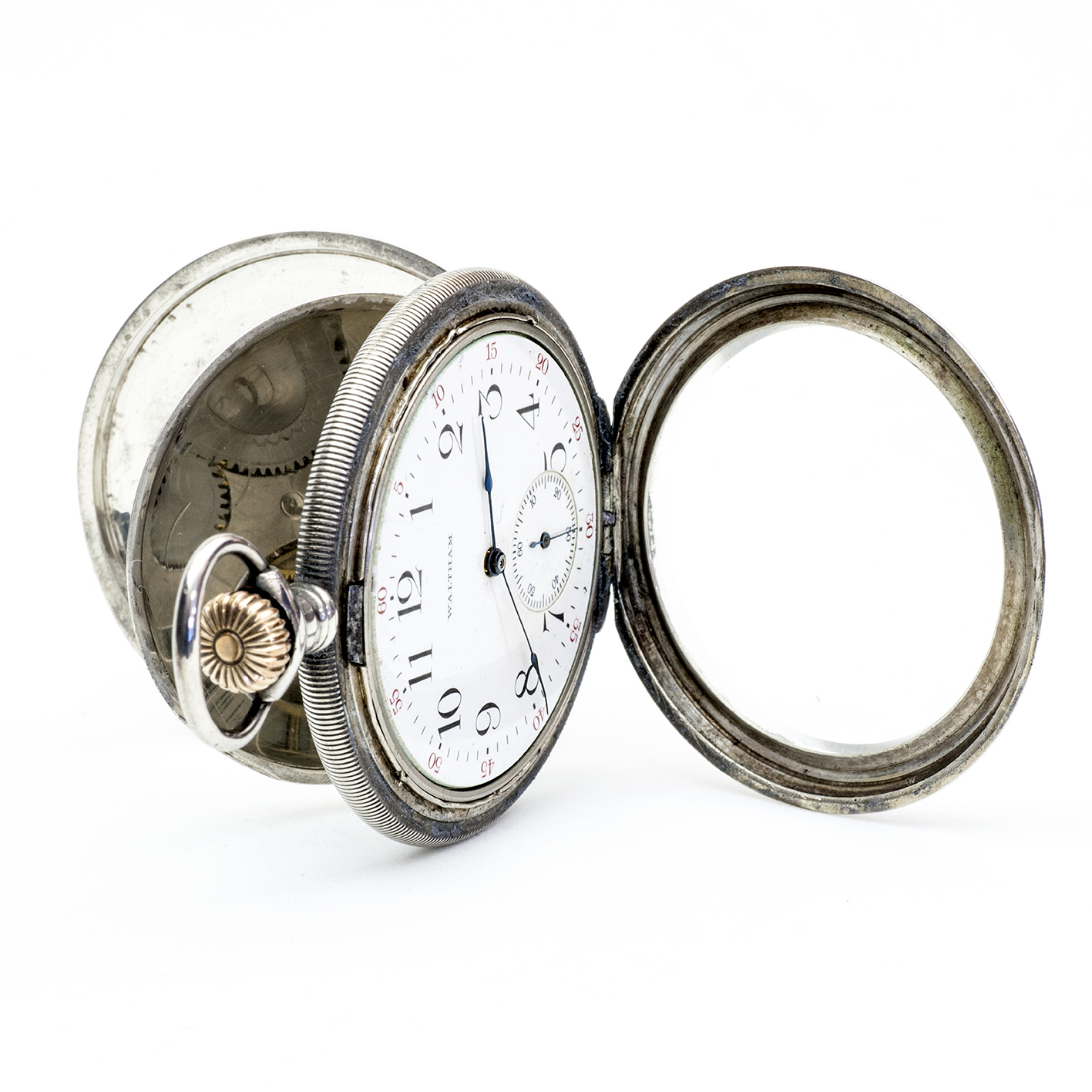 AMERICAN WALTHAM WATCH CO.(USA). Reloj de Bolsillo, Lepine y remontoir. Plata. USA, año 1914. AMERICAN WALTHAM WATCH CO.(USA). Reloj de Bolsillo, Lepine y remontoir. Plata. USA, año 1914.