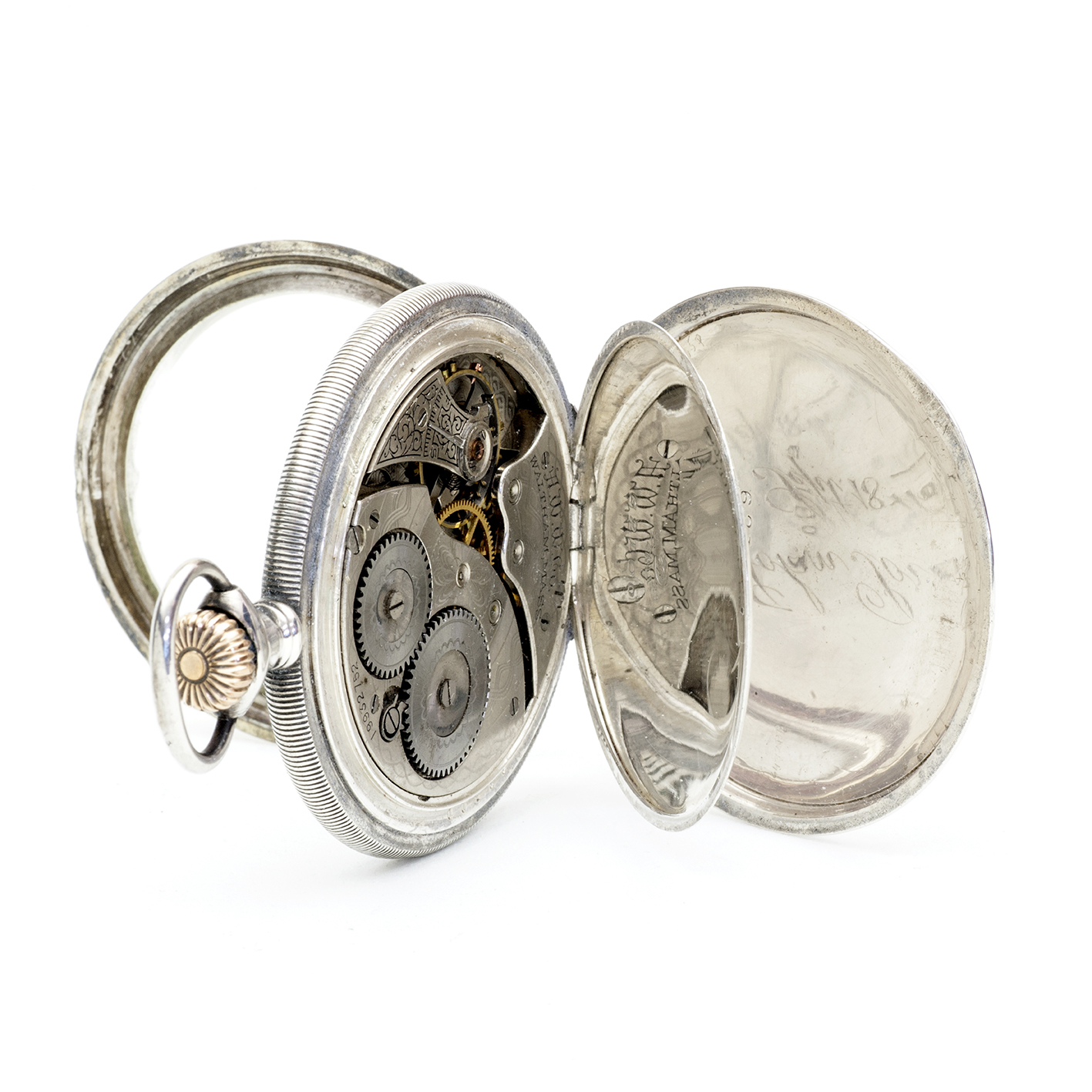 AMERICAN WALTHAM WATCH CO.(USA). Reloj de Bolsillo, Lepine y remontoir. Plata. USA, año 1914. AMERICAN WALTHAM WATCH CO.(USA). Reloj de Bolsillo, Lepine y remontoir. Plata. USA, año 1914.