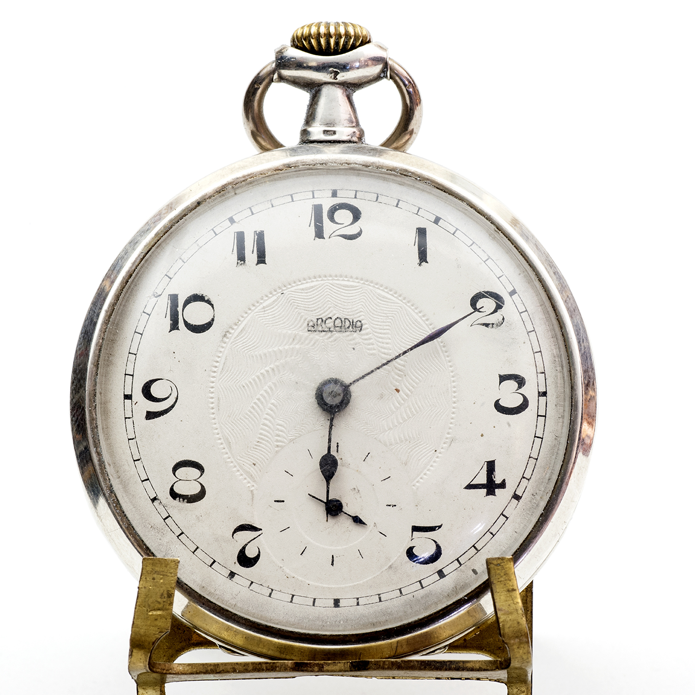 ARCADIA. Reloj de bolsillo, lepine y remontoir. Plata. Suiza, ca. 1915 ARCADIA. Reloj de bolsillo, lepine y remontoir. Plata. Suiza, ca. 1915