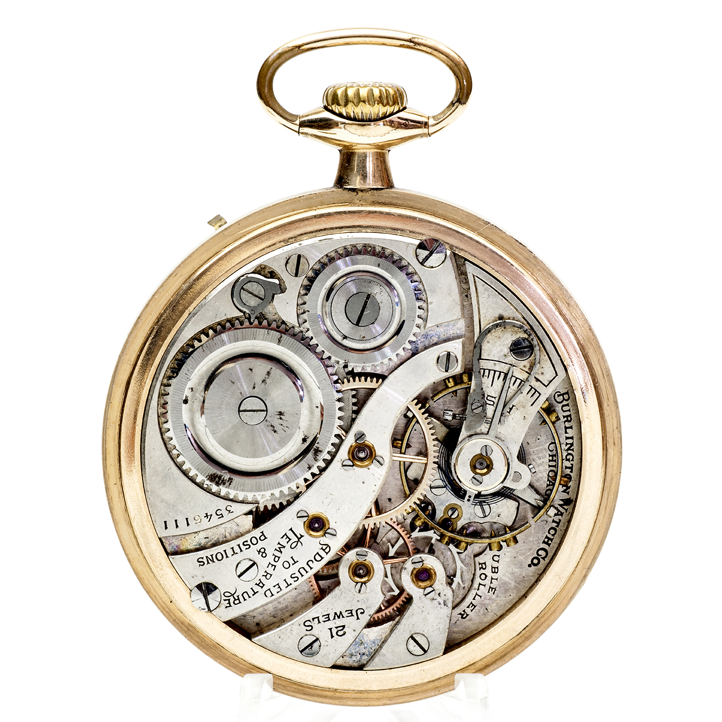 BURLINGTON WATCH Co. Reloj de bolsillo, lepine y remontoir. Oro 14k. USA, año 1919. BURLINGTON WATCH Co. Reloj de bolsillo, lepine y remontoir. Oro 14k. USA, año 1919.