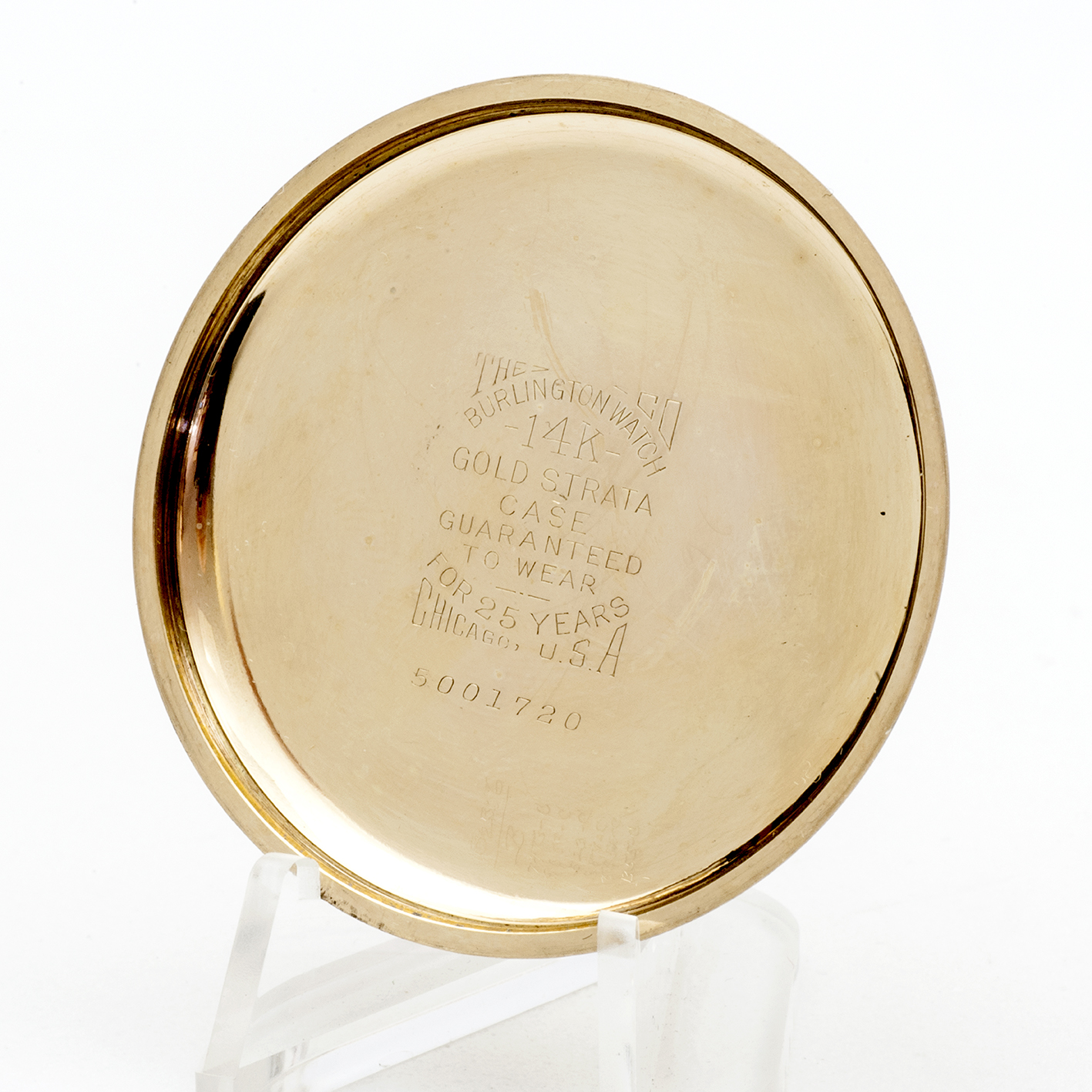 BURLINGTON WATCH Co. Reloj de bolsillo, lepine y remontoir. Oro 14k. USA, año 1919. BURLINGTON WATCH Co. Reloj de bolsillo, lepine y remontoir. Oro 14k. USA, año 1919.