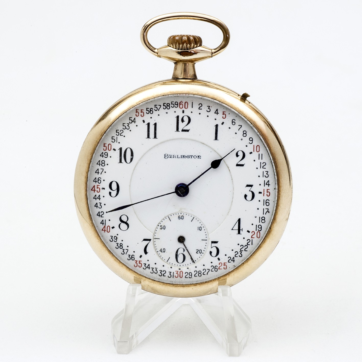 BURLINGTON WATCH Co. Reloj de bolsillo, lepine y remontoir. Oro 14k. USA, año 1919. BURLINGTON WATCH Co. Reloj de bolsillo, lepine y remontoir. Oro 14k. USA, año 1919.