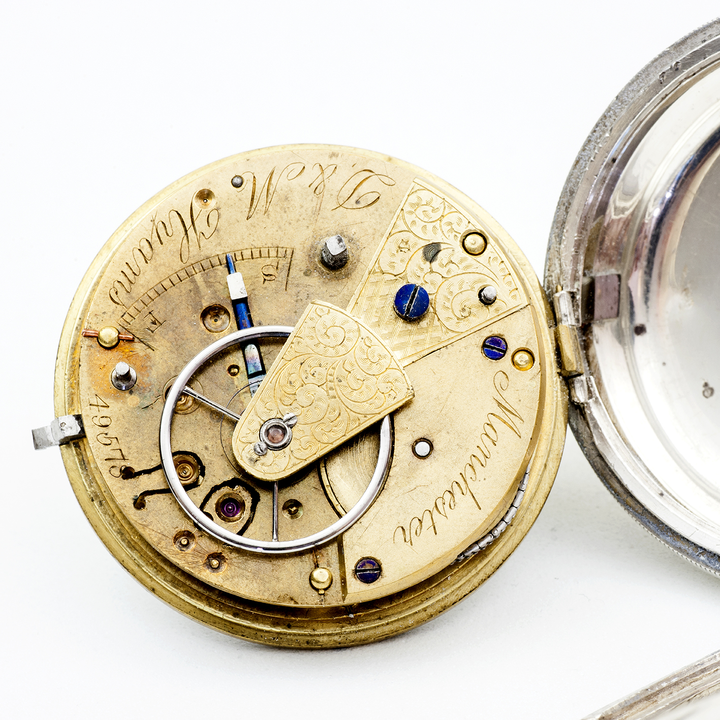 D & M HYAMS. (Manchester). Reloj Inglés de Bolsillo, lepine, Half Fusee (SemiCatalino). Londres, año 1881. D & M HYAMS. (Manchester). Reloj Inglés de Bolsillo, lepine, Half Fusee (SemiCatalino). Londres, año 1881.