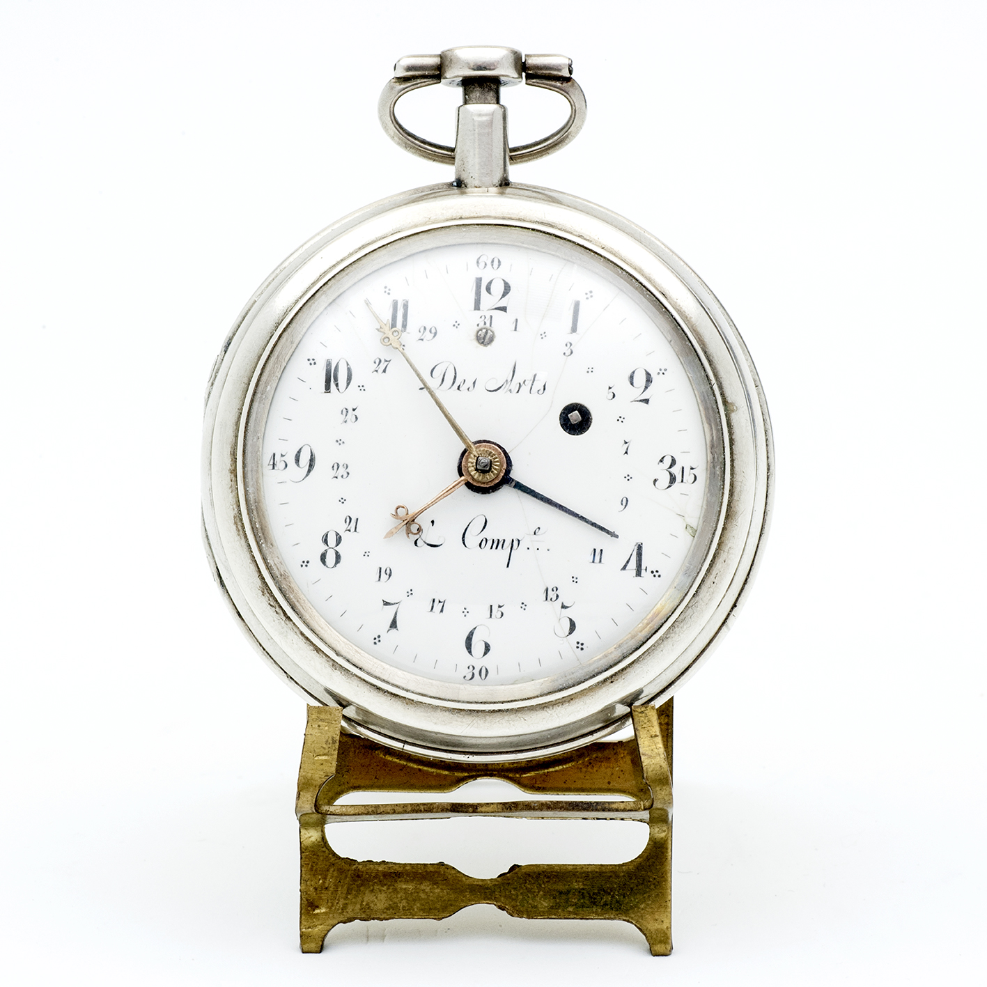DESARTS & Cíe. (Geneve). Reloj Calendario de bolsillo lepine, Verge Fusee. Plata. Suiza, ca. 1850. DESARTS & Cíe. (Geneve). Reloj Calendario de bolsillo lepine, Verge Fusee. Plata. Suiza, ca. 1850.