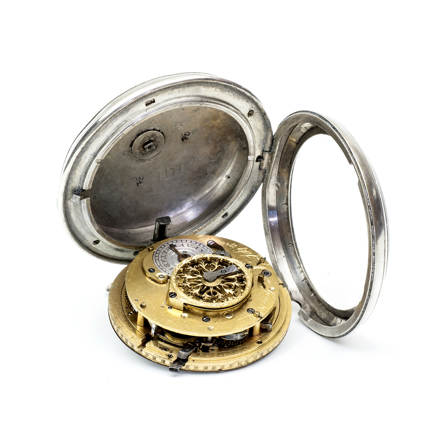 DESARTS & Cíe. (Geneve). Reloj Calendario de bolsillo lepine, Verge Fusee. Plata. Suiza, ca. 1850. DESARTS & Cíe. (Geneve). Reloj Calendario de bolsillo lepine, Verge Fusee. Plata. Suiza, ca. 1850.