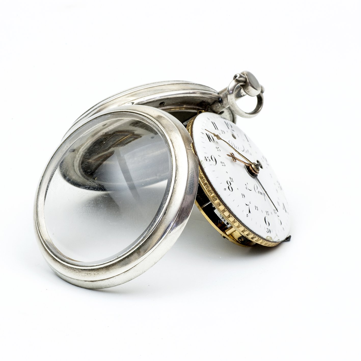 DESARTS & Cíe. (Geneve). Reloj Calendario de bolsillo lepine, Verge Fusee. Plata. Suiza, ca. 1850. DESARTS & Cíe. (Geneve). Reloj Calendario de bolsillo lepine, Verge Fusee. Plata. Suiza, ca. 1850.