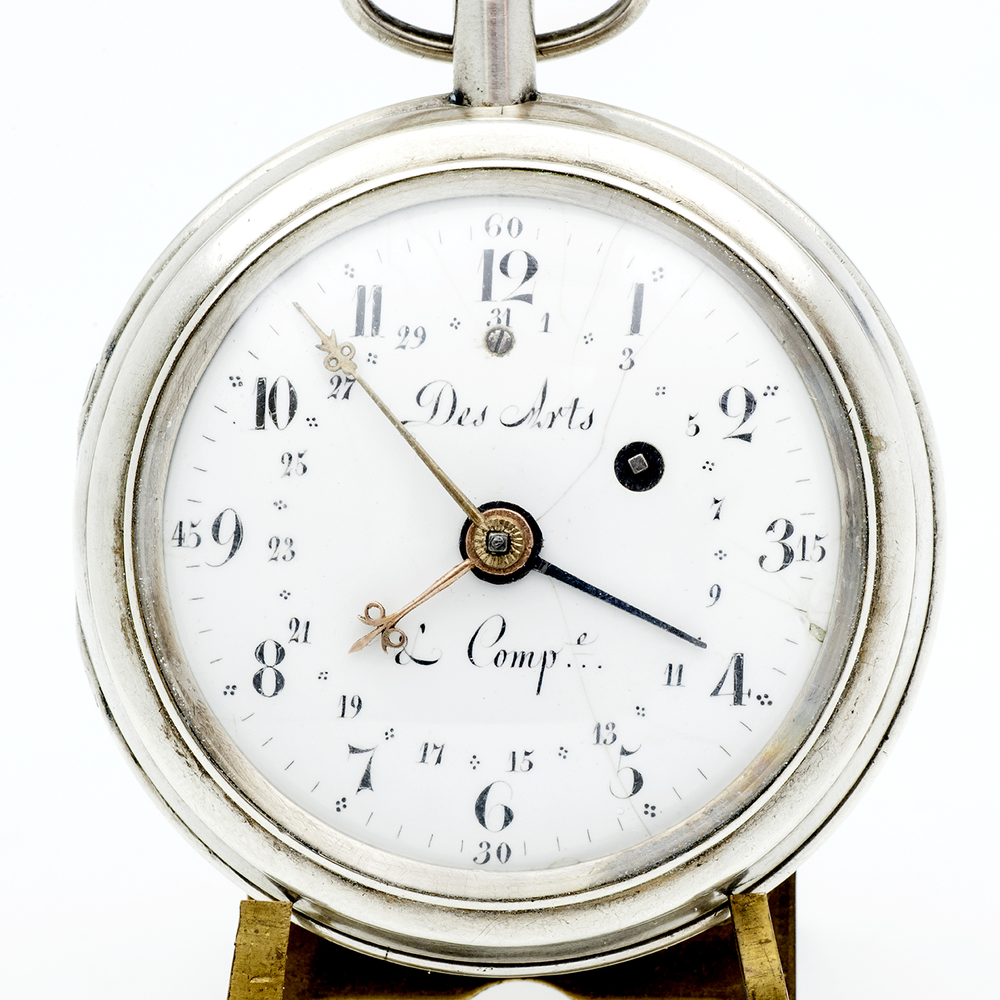 DESARTS & Cíe. (Geneve). Reloj Calendario de bolsillo lepine, Verge Fusee. Plata. Suiza, ca. 1850. DESARTS & Cíe. (Geneve). Reloj Calendario de bolsillo lepine, Verge Fusee. Plata. Suiza, ca. 1850.