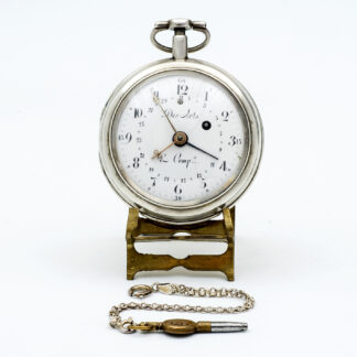 DESARTS & Cíe. (Geneve). Reloj Calendario de bolsillo lepine, Verge Fusee. Plata. Suiza, ca. 1850.