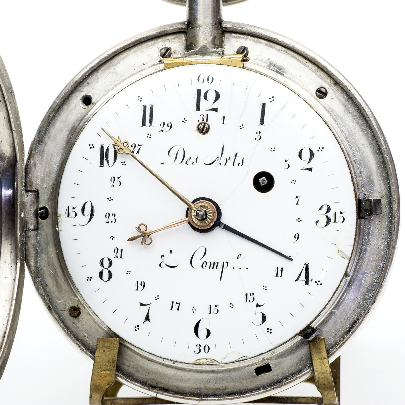 DESARTS & Cíe. (Geneve). Reloj Calendario de bolsillo lepine, Verge Fusee. Plata. Suiza, ca. 1850. DESARTS & Cíe. (Geneve). Reloj Calendario de bolsillo lepine, Verge Fusee. Plata. Suiza, ca. 1850.