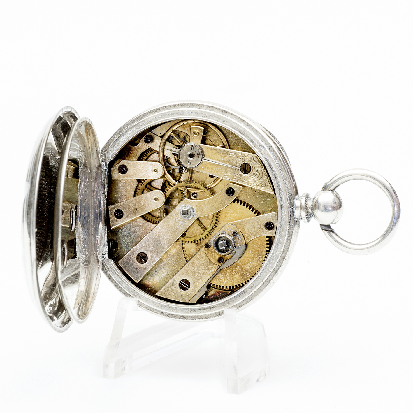 G*G. Reloj suizo de bolsillo-colgar lepine. Plata. Suiza, ca. 1880. G*G. Reloj suizo de bolsillo-colgar lepine. Plata. Suiza, ca. 1880.