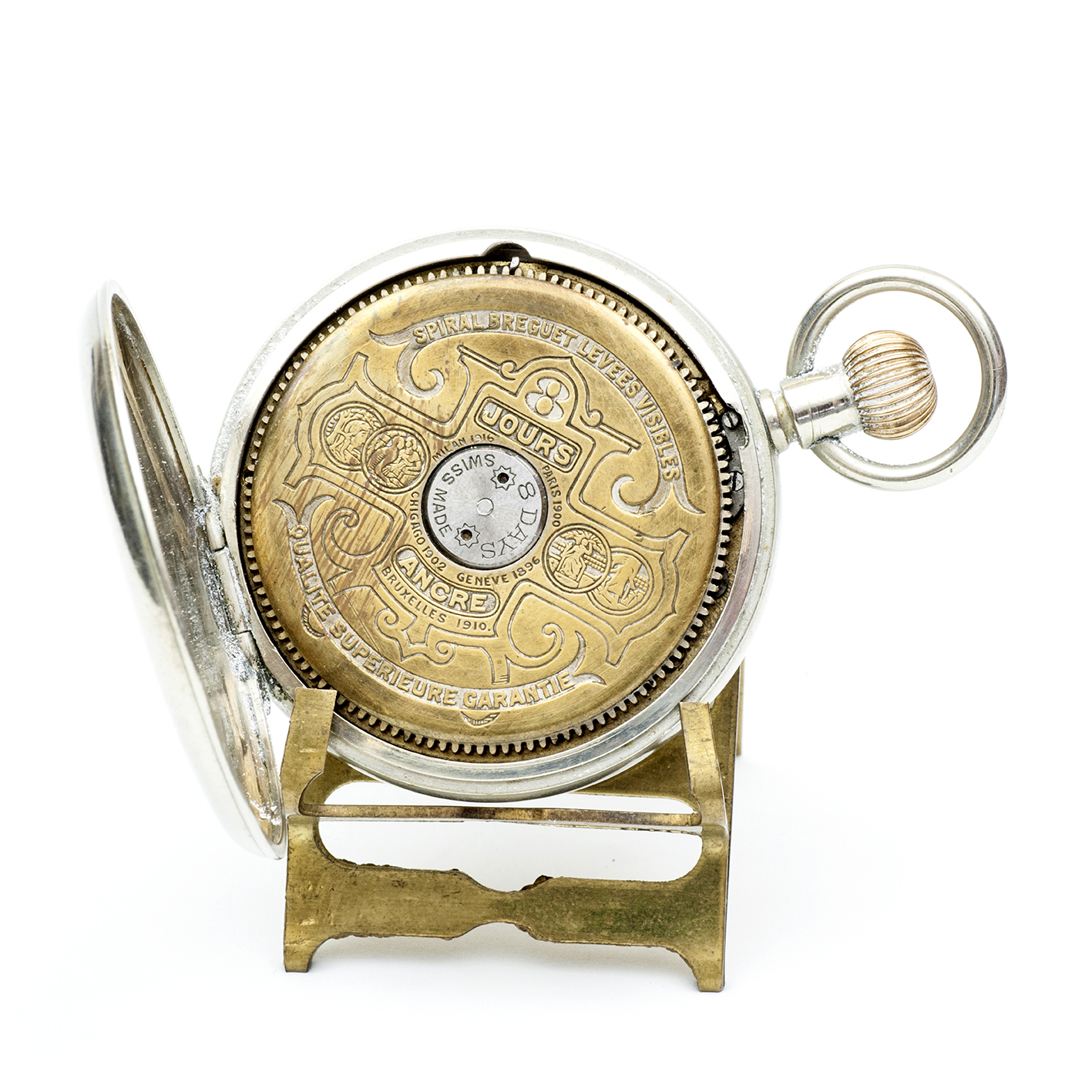 HEBDOMAS. Reloj de Bolsillo, lepine y remontoir. Ocho días cuerda. Suiza, ca. 1920. HEBDOMAS. Reloj de Bolsillo, lepine y remontoir. Ocho días cuerda. Suiza, ca. 1920.
