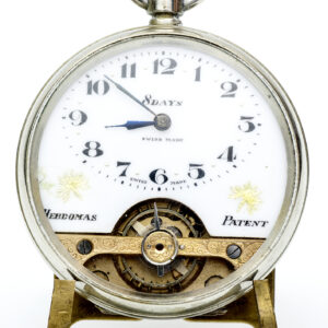 HEBDOMAS. Reloj de Bolsillo, lepine y remontoir. Ocho días cuerda. Suiza, ca. 1920.