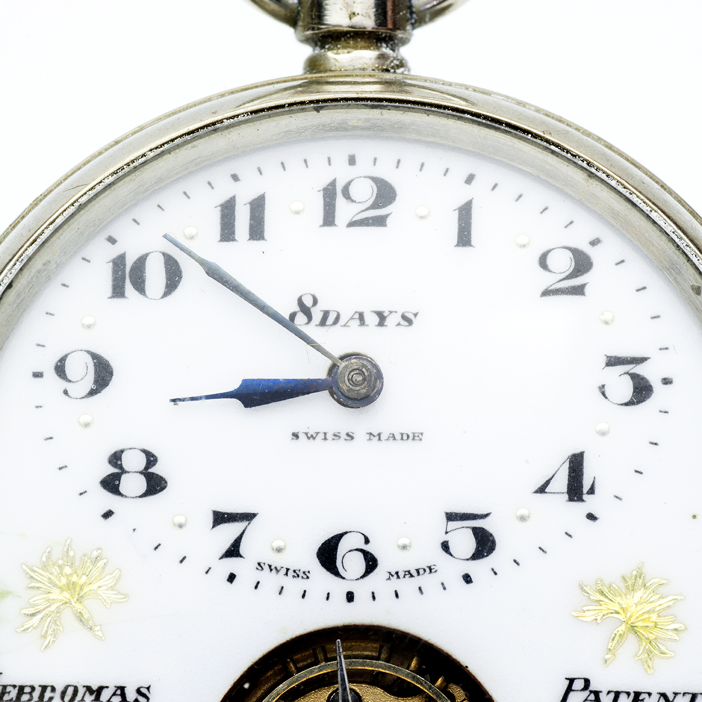 HEBDOMAS. Reloj de Bolsillo, lepine y remontoir. Ocho días cuerda. Suiza, ca. 1920. HEBDOMAS. Reloj de Bolsillo, lepine y remontoir. Ocho días cuerda. Suiza, ca. 1920.