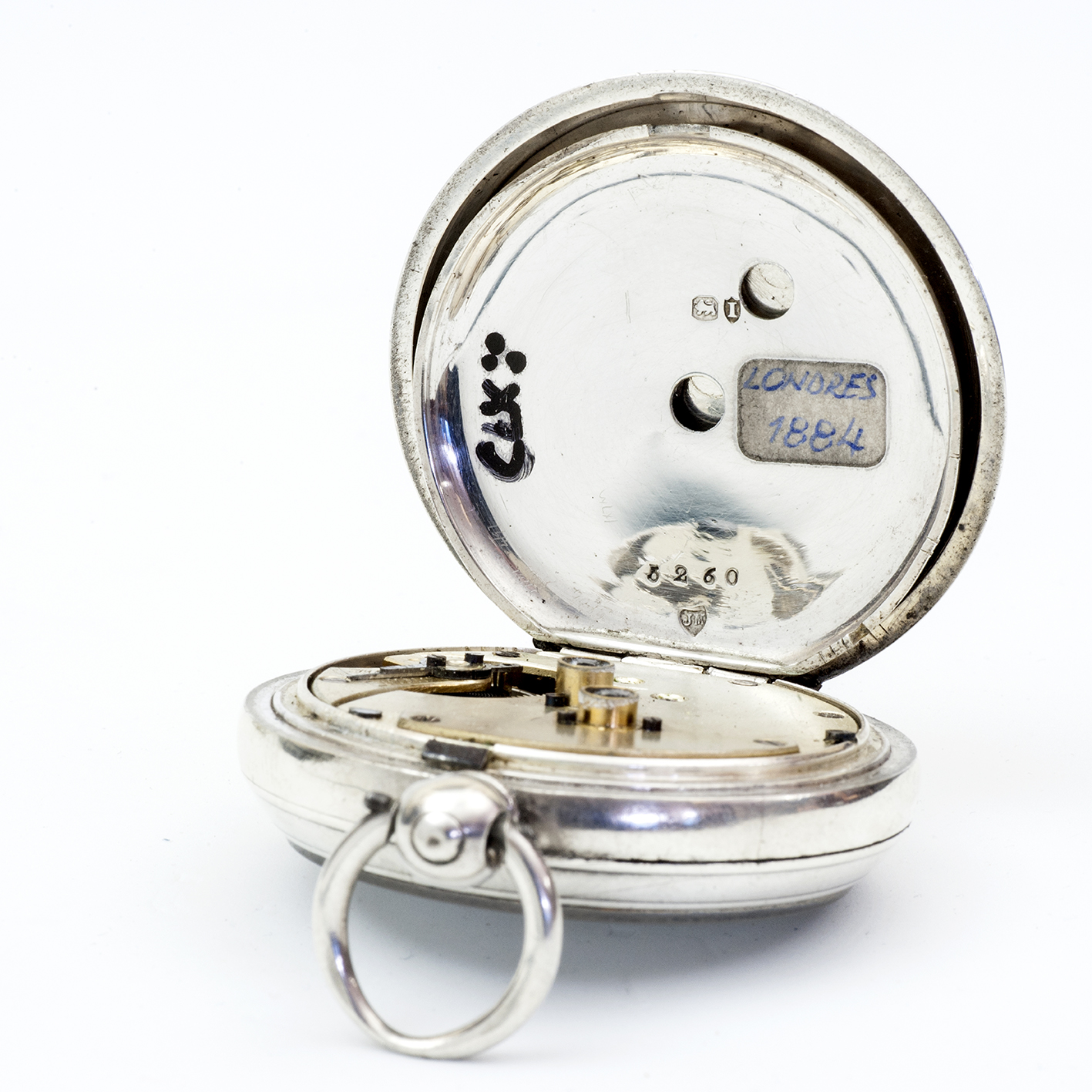 J.B. YABSLEY (Londres). Reloj inglés de bolsillo, lepine. Plata. Londres, año 1884. J.B. YABSLEY (Londres). Reloj inglés de bolsillo, lepine. Plata. Londres, año 1884.