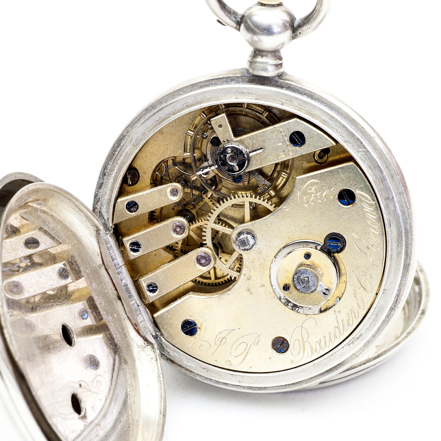 J.S. BAUDIER & Cíe. Geneve. Reloj suizo de bolsillo, saboneta. Plata. Suiza, ca. 1880. J.S. BAUDIER & Cíe. Geneve. Reloj suizo de bolsillo, saboneta. Plata. Suiza, ca. 1880.