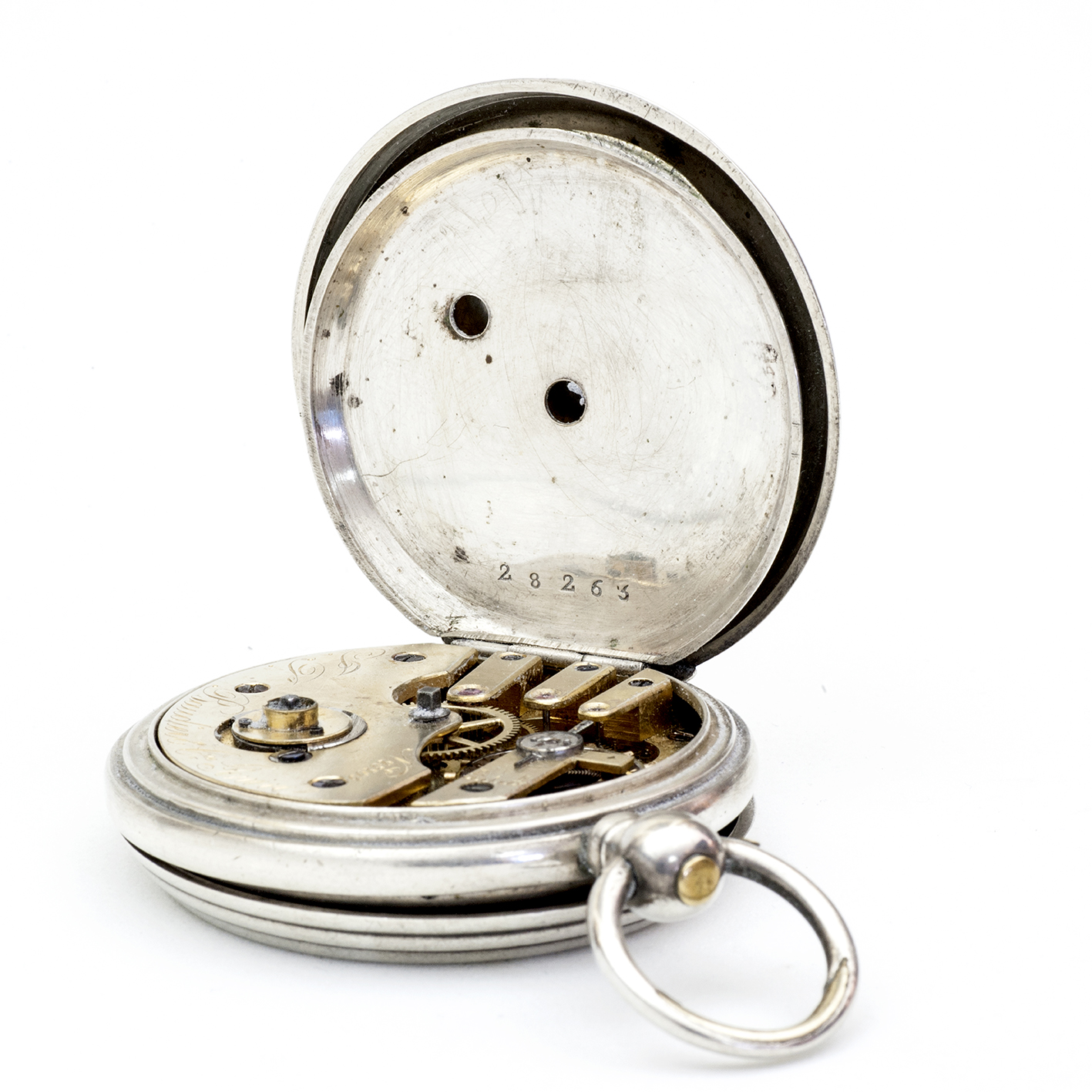 J.S. BAUDIER & Cíe. Geneve. Reloj suizo de bolsillo, saboneta. Plata. Suiza, ca. 1880. J.S. BAUDIER & Cíe. Geneve. Reloj suizo de bolsillo, saboneta. Plata. Suiza, ca. 1880.