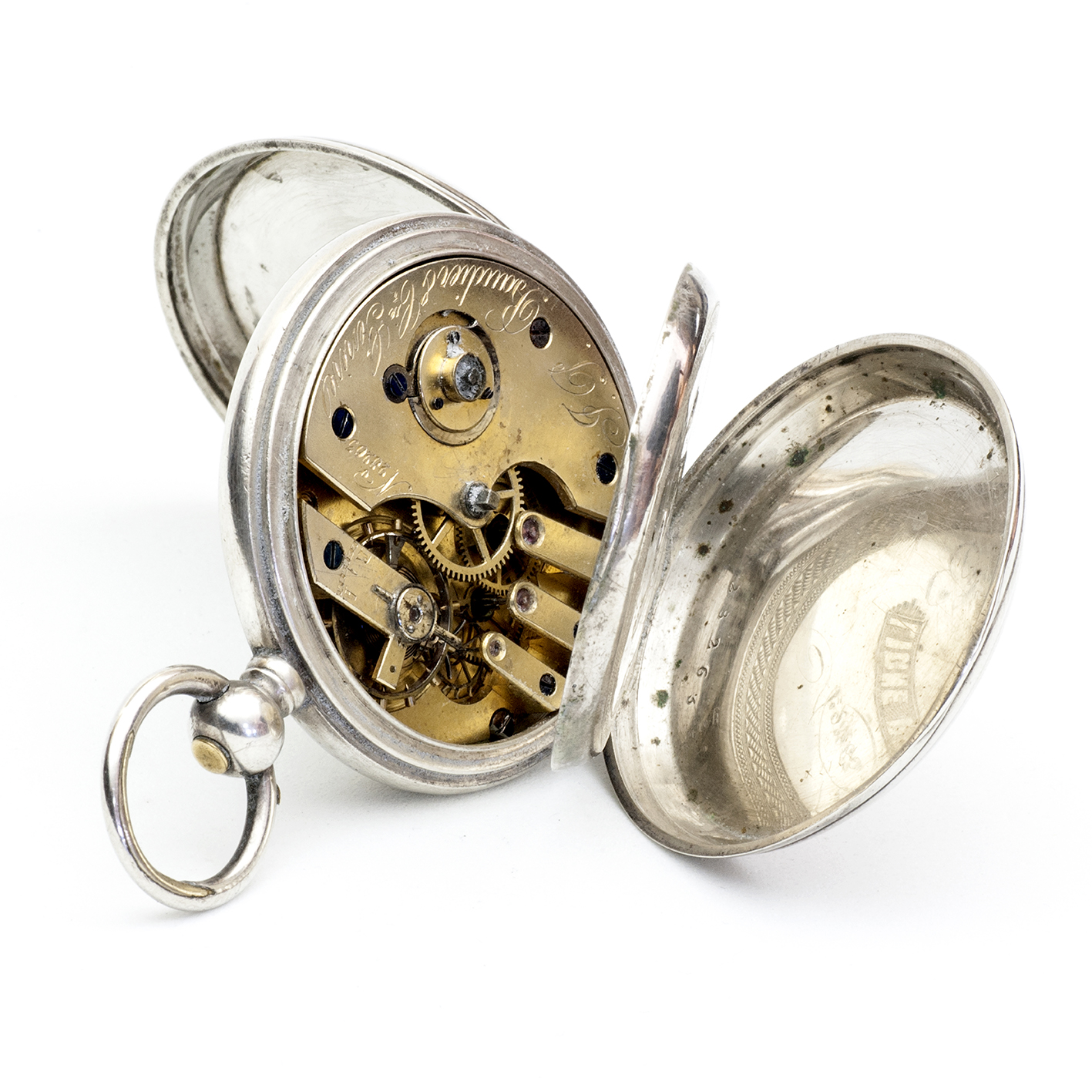 J.S. BAUDIER & Cíe. Geneve. Reloj suizo de bolsillo, saboneta. Plata. Suiza, ca. 1880. J.S. BAUDIER & Cíe. Geneve. Reloj suizo de bolsillo, saboneta. Plata. Suiza, ca. 1880.
