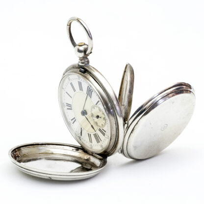 J.S. BAUDIER & Cíe. Geneve. Reloj suizo de bolsillo, saboneta. Plata. Suiza, ca. 1880.