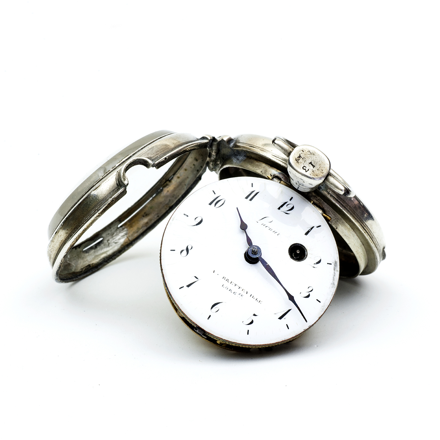 LACOUR. (A BretteVille). Reloj de bolsillo lepine, Verge Fusee. Plata. Francia, ca. 1850. LACOUR. (A BretteVille). Reloj de bolsillo lepine, Verge Fusee. Plata. Francia, ca. 1850.