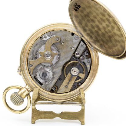 META. Reloj de bolsillo, Hunter, medio saboneta (cazador), remontoir. Suiza, ca. 1910.
