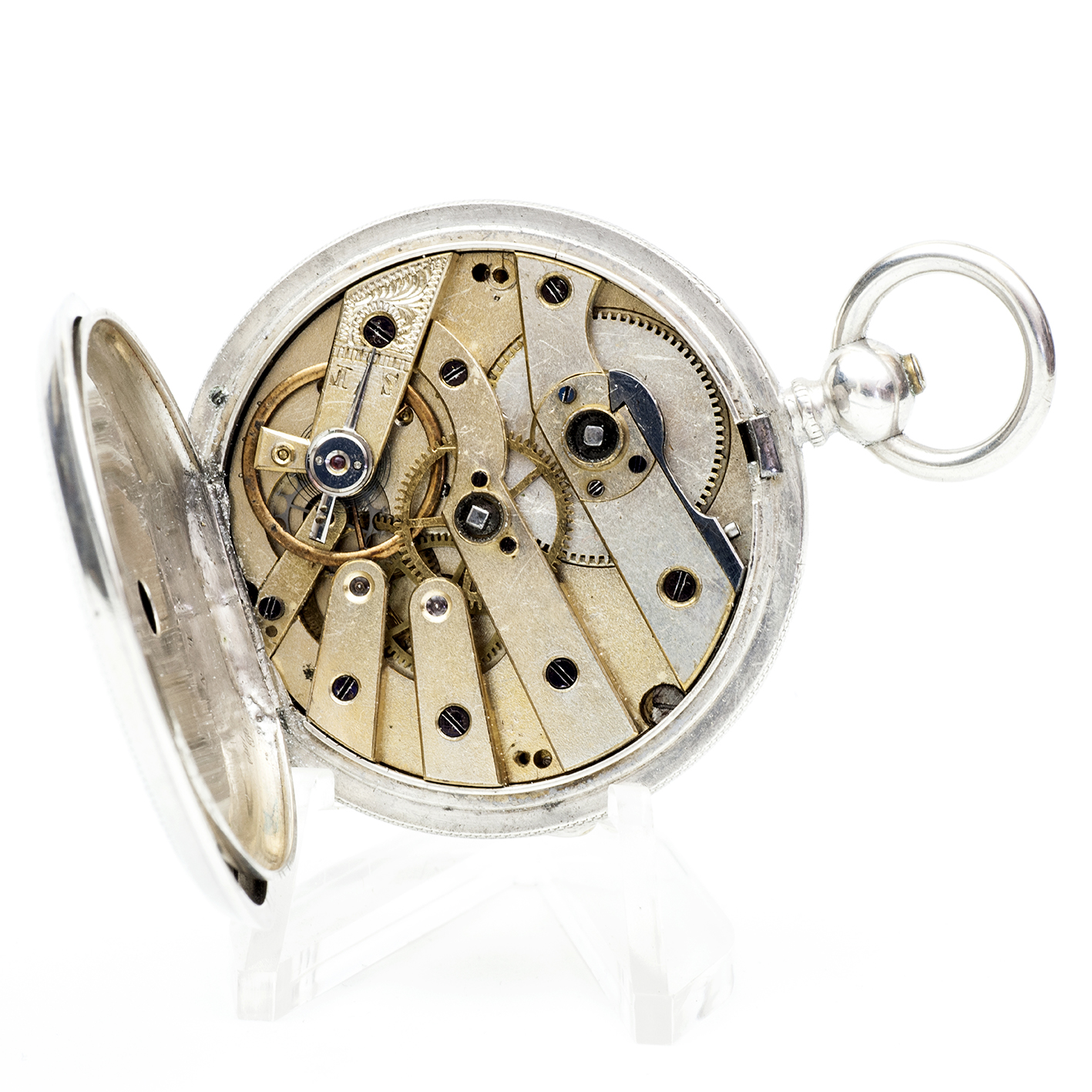 Reloj inglés de bolsillo-colgar lepine. Plata Fina. Londres, ca. 1850. Reloj inglés de bolsillo-colgar lepine. Plata Fina. Londres, ca. 1850.