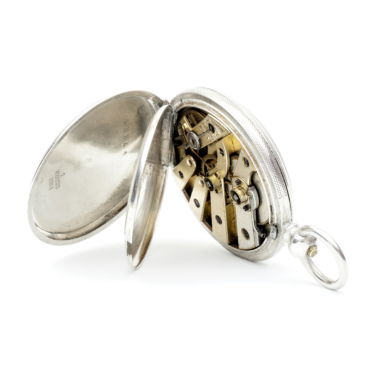 Reloj inglés de bolsillo-colgar lepine. Plata Fina. Londres, ca. 1850. Reloj inglés de bolsillo-colgar lepine. Plata Fina. Londres, ca. 1850.