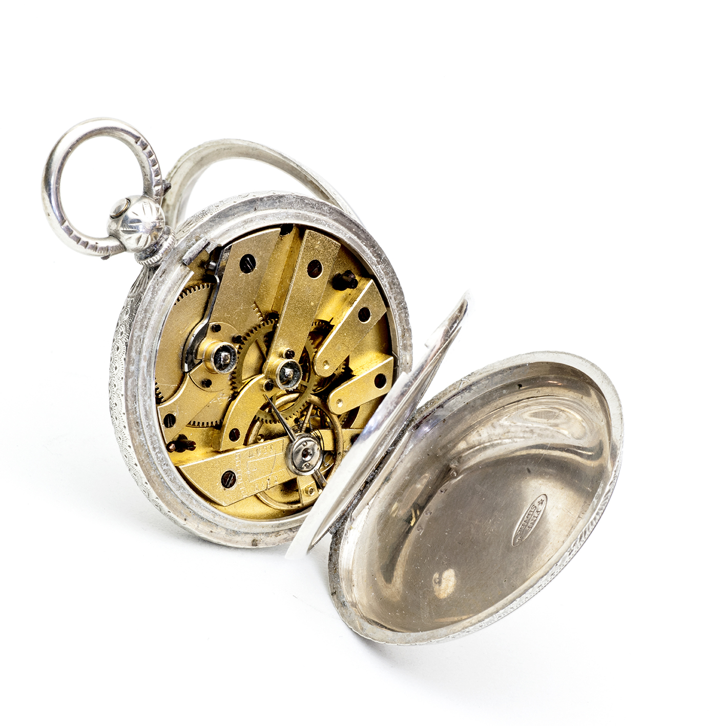 Reloj Suizo de bolsillo, lepine. Plata Fina. Suiza, ca. 1880. Reloj Suizo de bolsillo, lepine. Plata Fina. Suiza, ca. 1880.