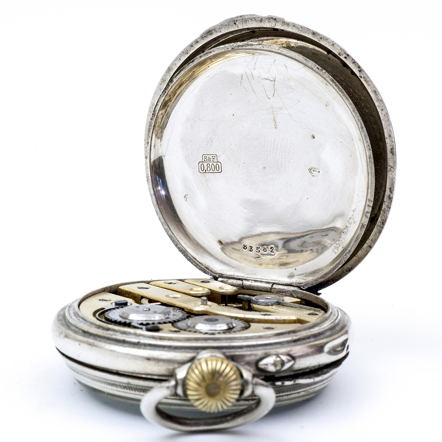 Reloj suizo de Bolsillo lepine y remontoir. Plata. Suiza, ca. 1900. Reloj suizo de Bolsillo lepine y remontoir. Plata. Suiza, ca. 1900.