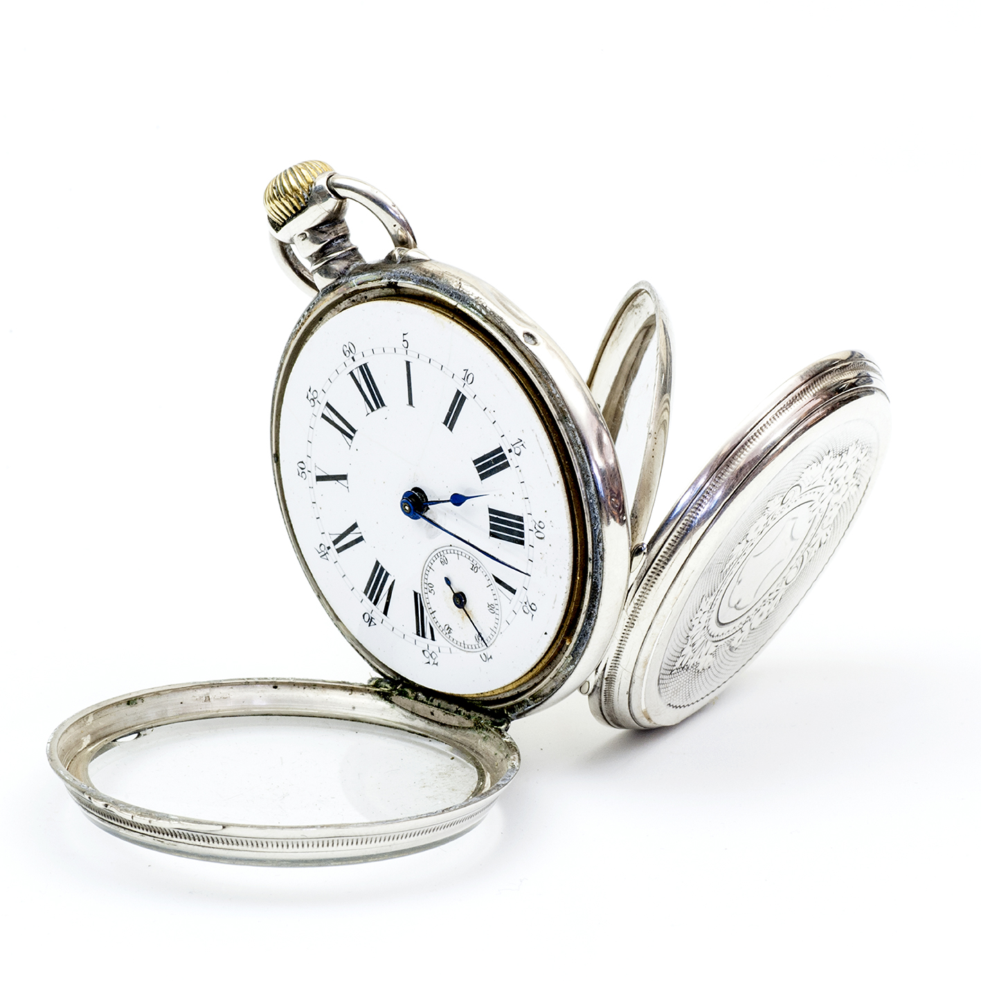 Reloj suizo de Bolsillo lepine y remontoir. Plata. Suiza, ca. 1900. Reloj suizo de Bolsillo lepine y remontoir. Plata. Suiza, ca. 1900.