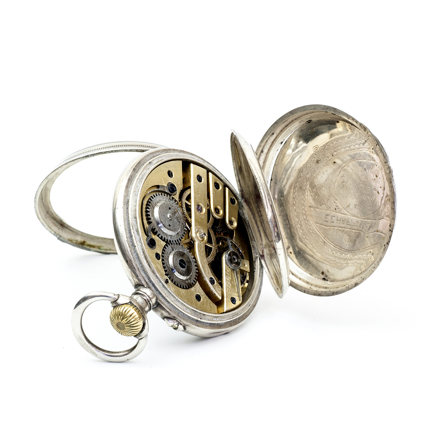 Reloj suizo de Bolsillo lepine y remontoir. Plata. Suiza, ca. 1900. Reloj suizo de Bolsillo lepine y remontoir. Plata. Suiza, ca. 1900.