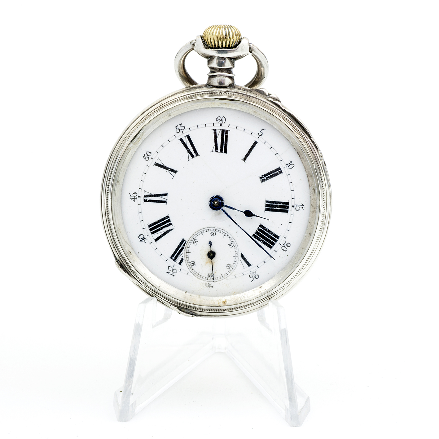 Reloj suizo de Bolsillo lepine y remontoir. Plata. Suiza, ca. 1900. Reloj suizo de Bolsillo lepine y remontoir. Plata. Suiza, ca. 1900.