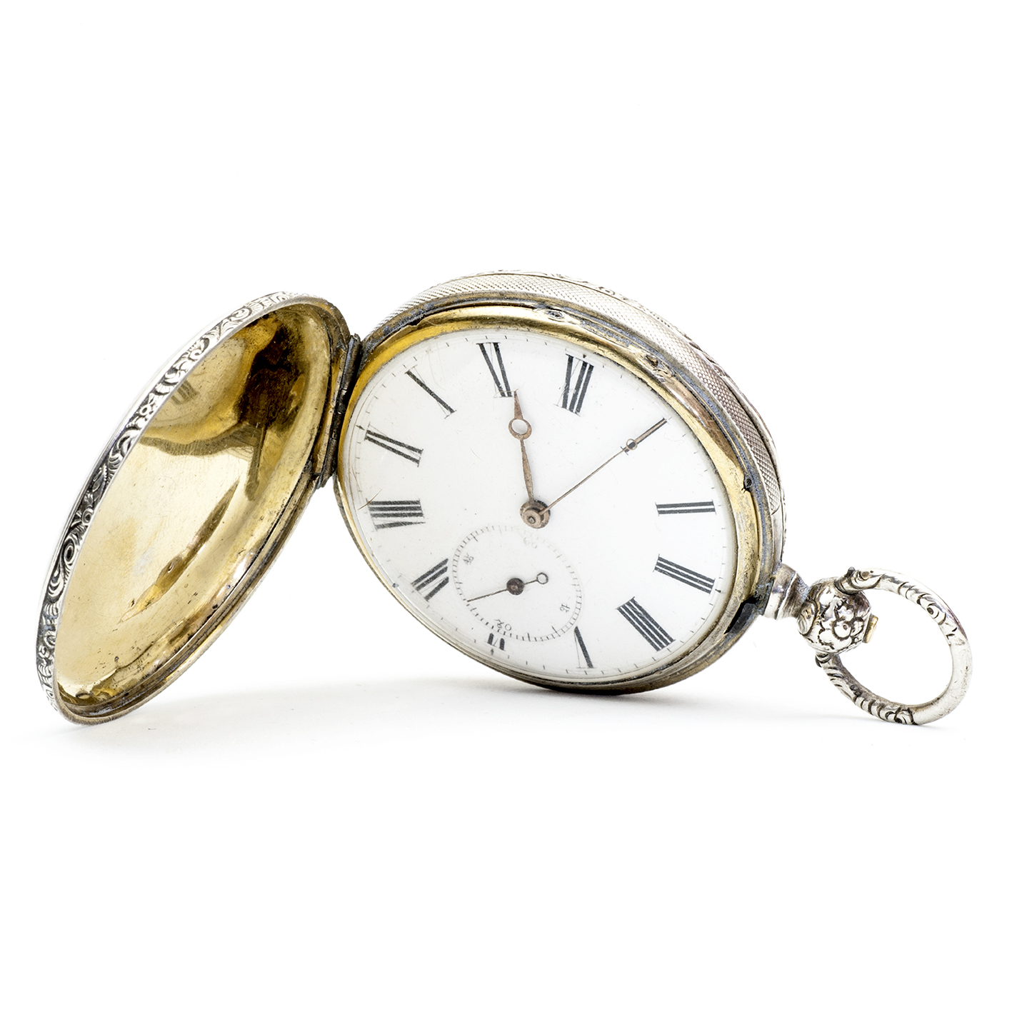 Reloj suizo de bolsillo, saboneta. Plata dorada. Suiza, ca. 1880. Reloj suizo de bolsillo, saboneta. Plata dorada. Suiza, ca. 1880.