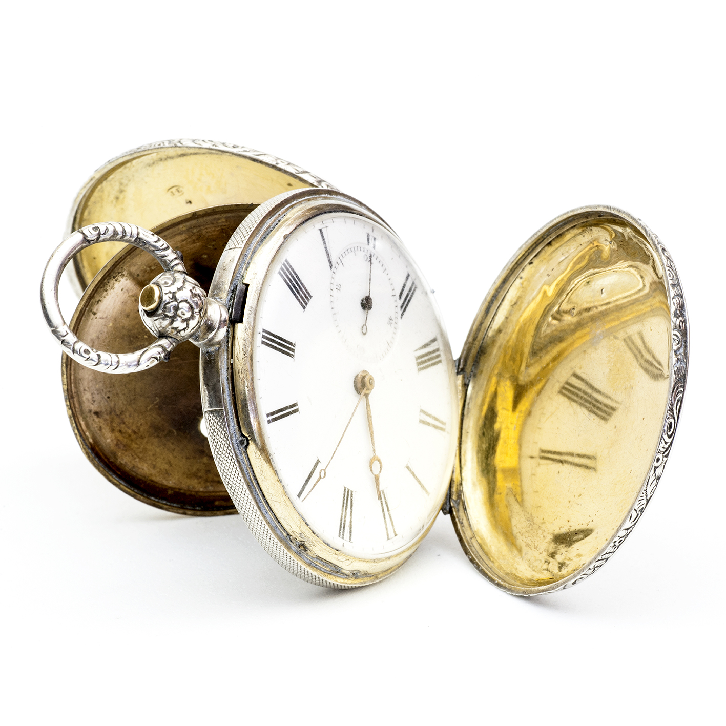 Reloj suizo de bolsillo, saboneta. Plata dorada. Suiza, ca. 1880. Reloj suizo de bolsillo, saboneta. Plata dorada. Suiza, ca. 1880.