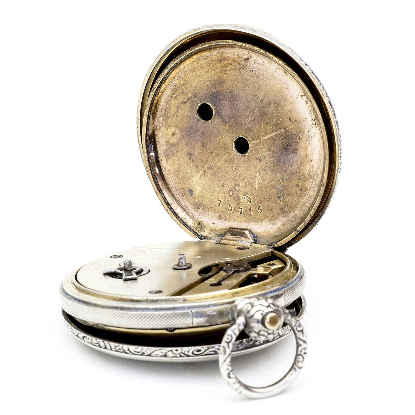 Reloj suizo de bolsillo, saboneta. Plata dorada. Suiza, ca. 1880. Reloj suizo de bolsillo, saboneta. Plata dorada. Suiza, ca. 1880.