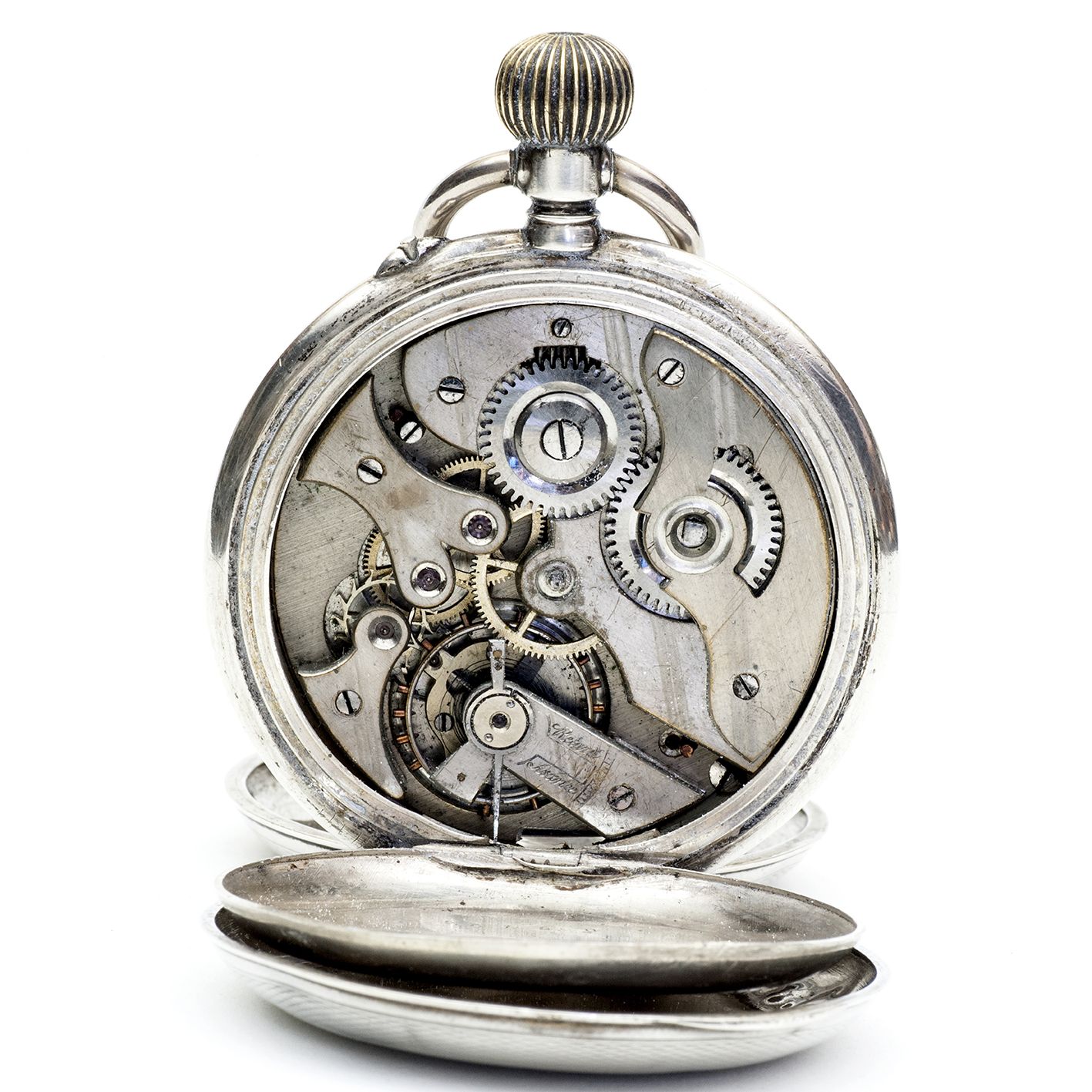 Reloj suizo de bolsillo, saboneta y remontoir. Plata. Suiza, ca. 1880. Reloj suizo de bolsillo, saboneta y remontoir. Plata. Suiza, ca. 1880.