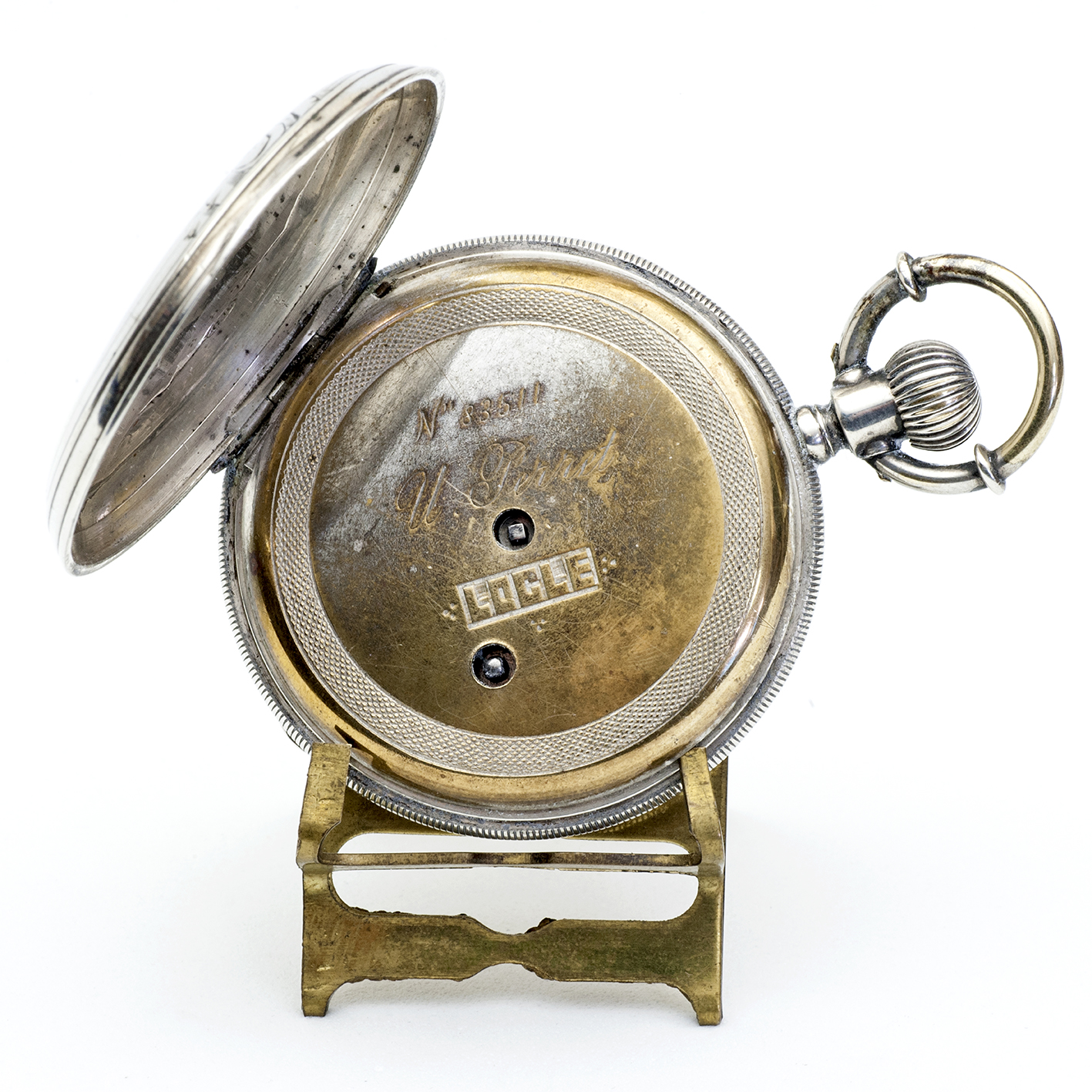 U. PERRET. Reloj suizo de bolsillo, saboneta. Plata. Suiza, ca. 1880. U. PERRET. Reloj suizo de bolsillo, saboneta. Plata. Suiza, ca. 1880.